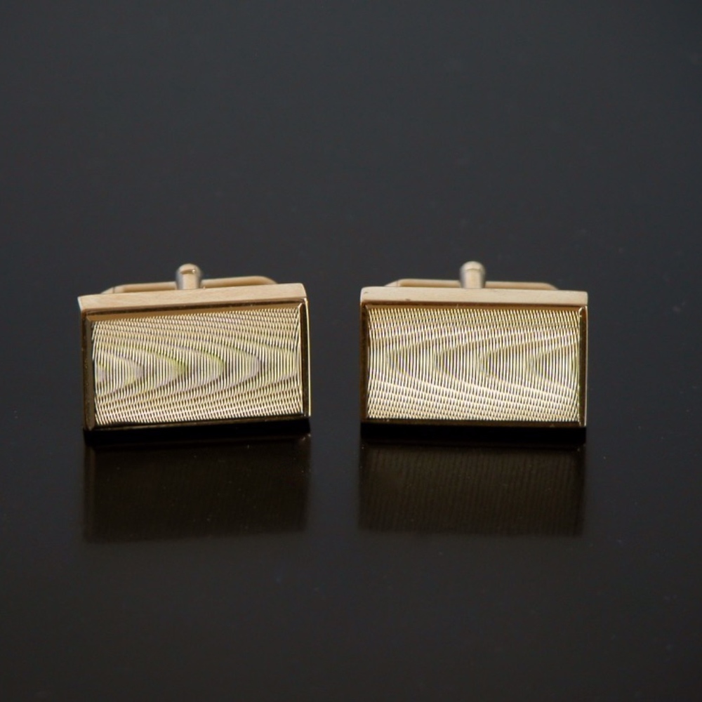 Modern Cufflinks Rectangular Gold Tone - image 1